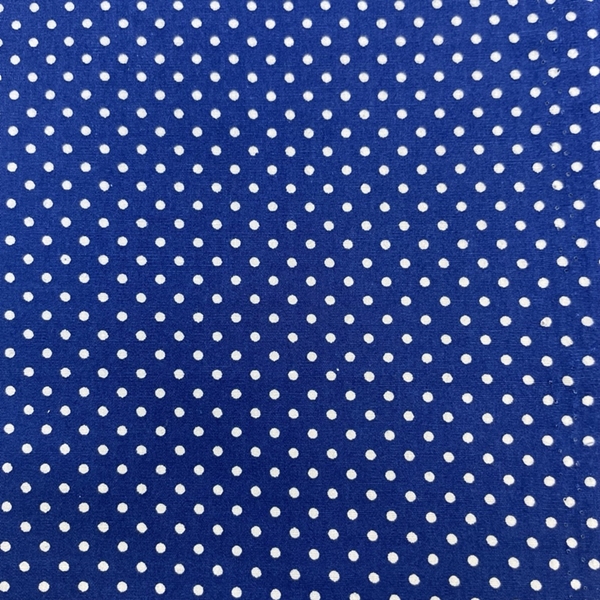 COUPON 70X25CM POIS BLANCS FOND BLEU FONCE