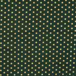 POPELINE DE COTON ETOILE DE NOEL OR FOND VERT