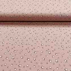 TISSU JERSEY COTON ETOILE FOND ROSE