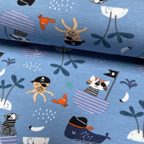 TISSU JERSEY IMPRIMEE PIRATE OEKO-TEX THEME MER