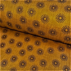 TISSU DOUBLE GAZE IMPRIME SOLEIL OCRE