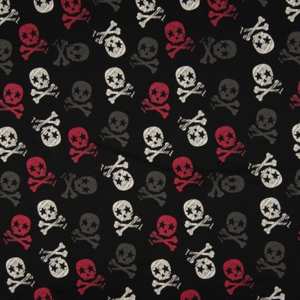 TISSU JERSEY TETE DE MORT FOND NOIR OEKO-TEX