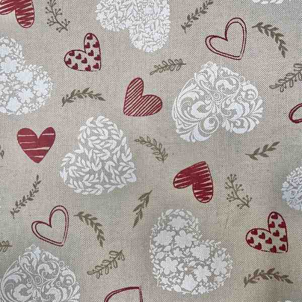 TISSU TOILE ASPECT LIN LINENLOOK COEUR D'AMOUR