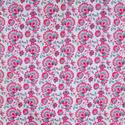 TISSU COTON IMPRIMÉ MOTIFS FLORAUX INDIENS ROSE 