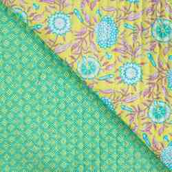 TISSU MATELASSÉ COTON IMPRIMÉ RÉVERSIBLE JAUNE 