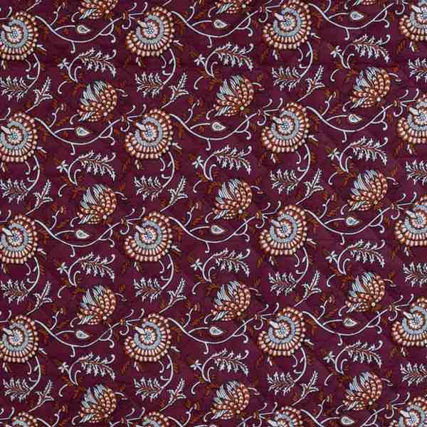 TISSU MATELASSÉ COTON IMPRIMÉ RÉVERSIBLE BORDEAUX 