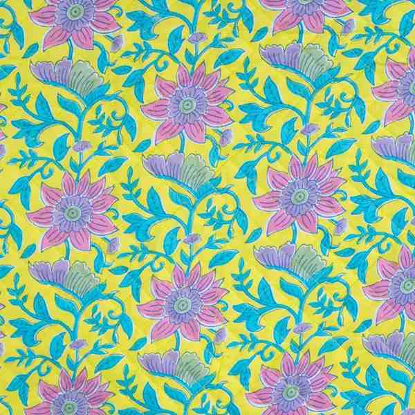TISSU MATELASSÉ COTON IMPRIMÉ RÉVERSIBLE JAUNE