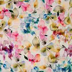 TISSU VISCOSE LIN IMPRIMÉ FLORAL AQUARELLE MULTI