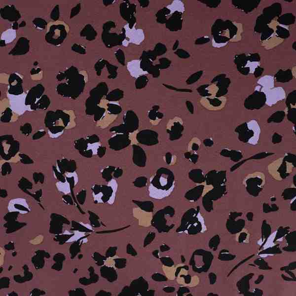 TISSU VISCOSE TWILL LEOPARD VIOLET 