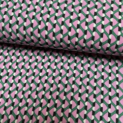 TISSU CREPE IMPRIME COEUR ROSE 