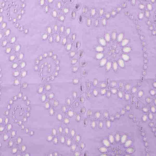 TISSU BRODERIE ANGLAISE LILAS