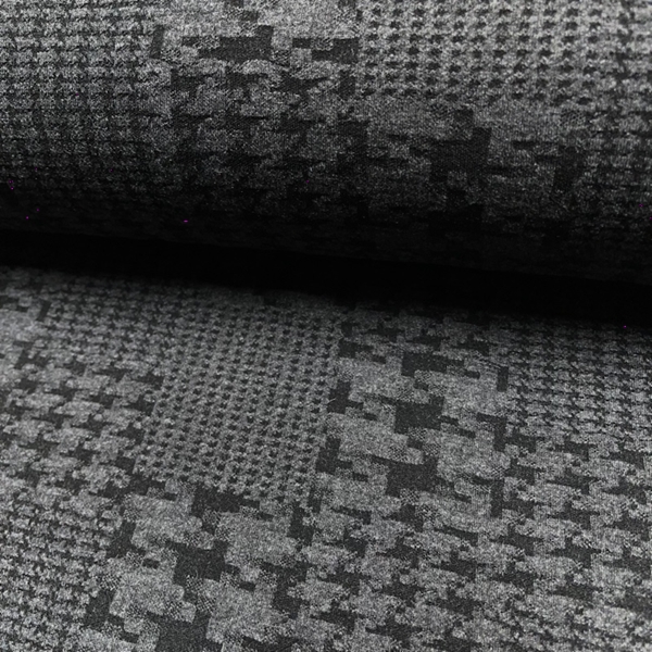 TISSU JERSEY JACQUARD PATCHWORK GRIS FONCE 