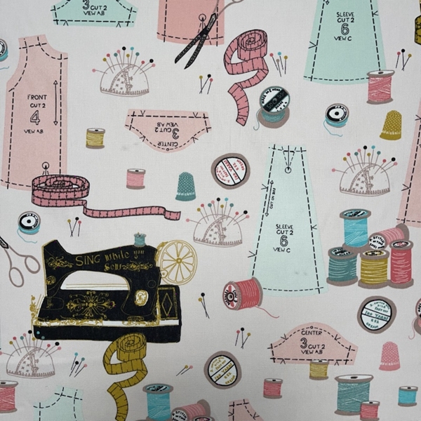 TISSU TOILE ATELIER DE COUTURE MULTICOLORE PASTEL
