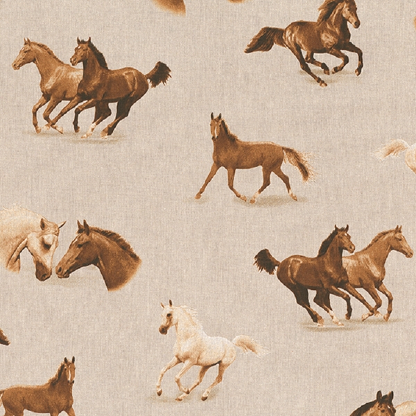 TISSU TOILE ASPECT LIN  CHEVAUX