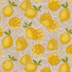 TISSU TOILE ASPECT LIN CITRON JAUNE