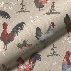 TISSU TOILE ASPECT LIN LA POULE ET LE COQ