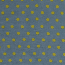 TISSU DOUBLE GAZE IMPRIMEE POIS BLEU JEANS