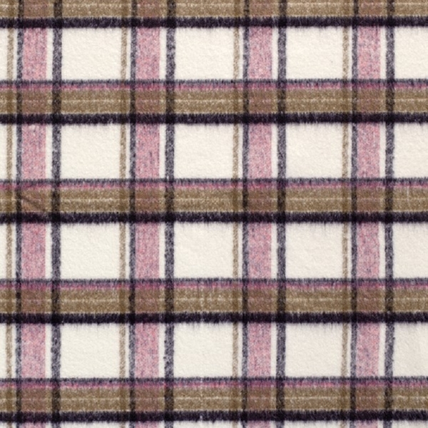TISSU LAINAGE CARREAUX ECOSSAIS NATUREL MARRON