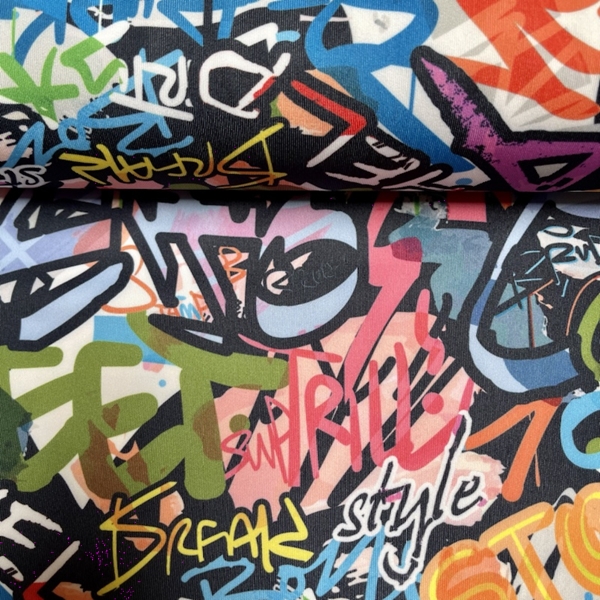 TISSU SPORT EXTENSIBLE GRAFFITI MULTI