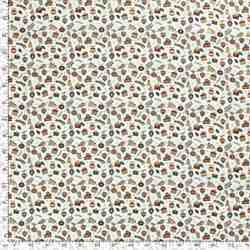 TISSU COTON NOËL CADEAUX ET BOULES FOND ÉCRU