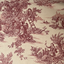 TISSU TOILE DE JOUY PASTORALE ECRU ROSE