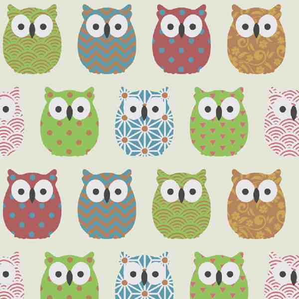 TISSU COTON MFTA HIBOUX GRAPHIQUES MULTICOLORE