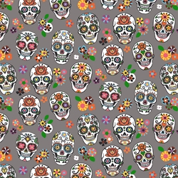 TISSU COTON CALAVERA GRIS MULTICO