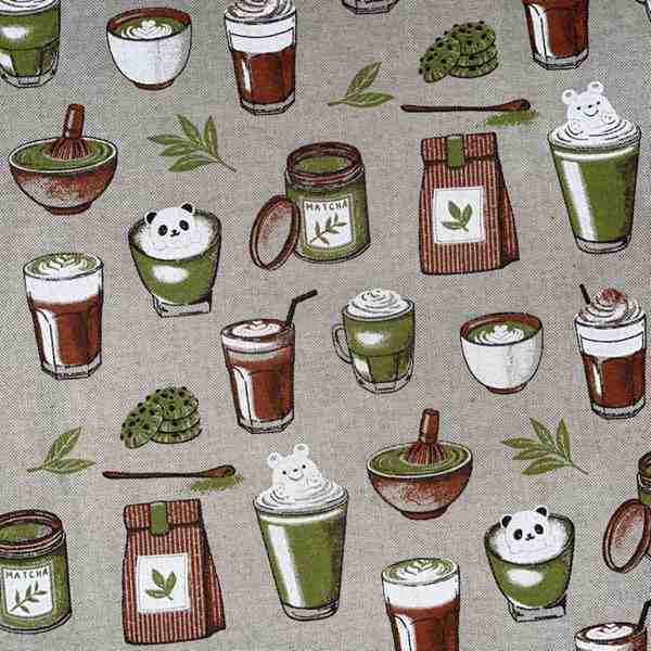 TISSU TOLIE PALACE IMPRIME TIME LATTE MATCHA