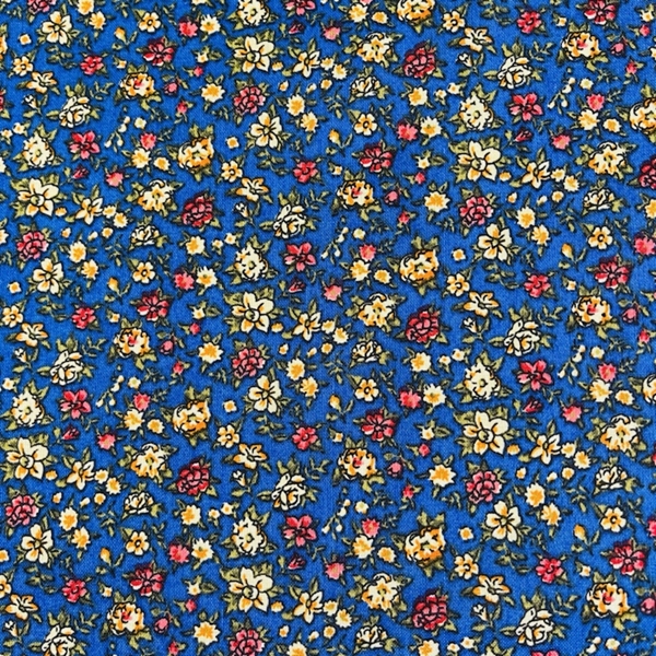 TISSU COTON IMPRIME FLEURETTES BLEUES