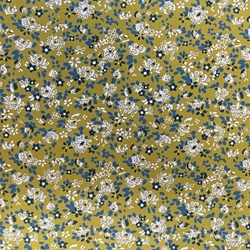 TISSU COTON IMPRIME FLEUR BLANCHE FOND JAUNE