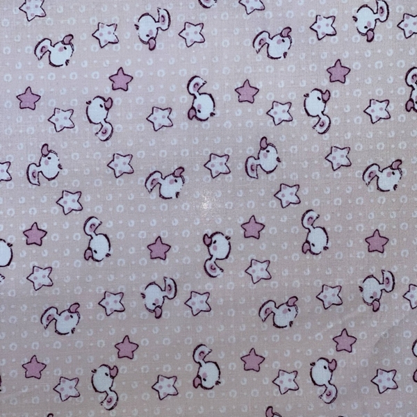 TISSU COTON IMPRIME CANARD FOND ROSE