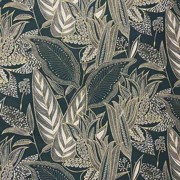 TISSU JACQUARD  AMEUBLEMENT FEUILLE VERTE 
