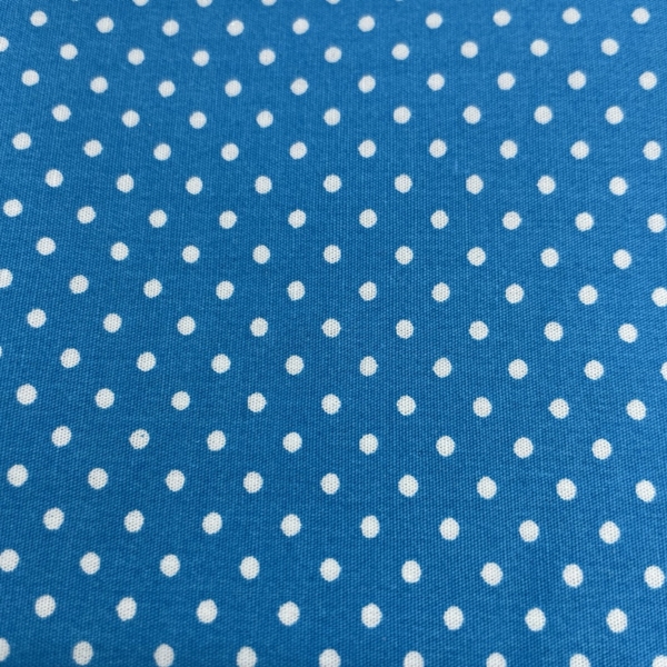 COUPON 70X35CM POIS BLANCS FOND BLEU TURQUOISE