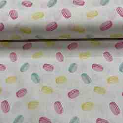 TISSU COTON IMPRIMÉ MACARONS PASTEL