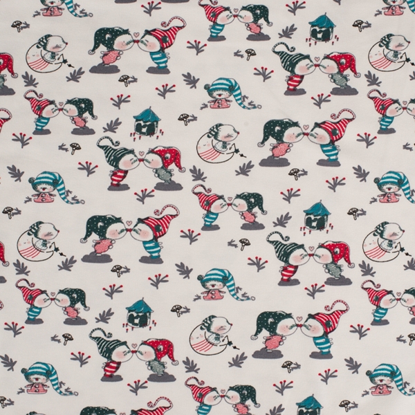  TISSU JERSEY LUTIN DE NOEL NATUREL
