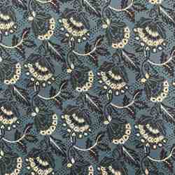 TISSU COTON IMPRIMÉ INDIENNE BOUQUET DE MER BLEU