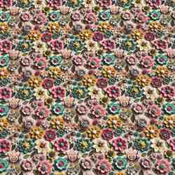 TISSU 3D COTON MOTIFS FLEURS POP MULTICOLORES