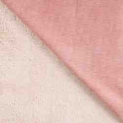 TISSU VELOURS COTELE ROSE ENVERS IMITATION MOUTON