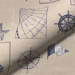 TISSU TOILE ASPECT LIN LINENLOOK MER ET COQUILLAGE