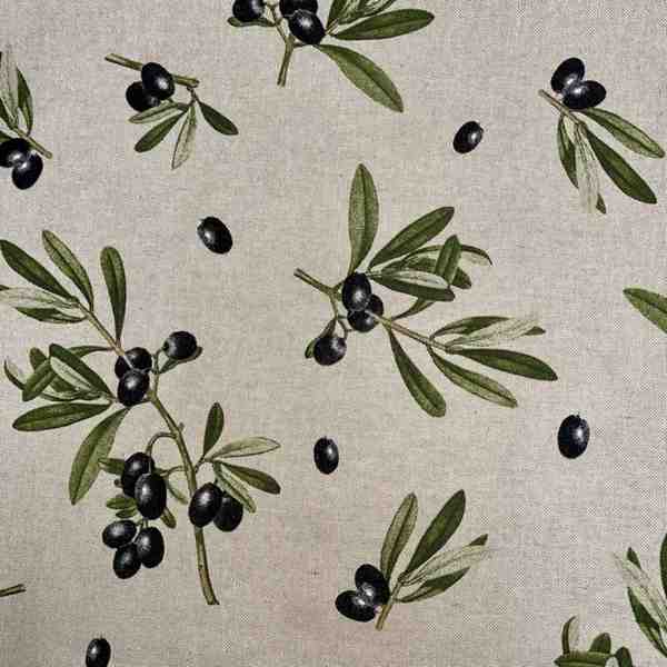 TISSU TOILE ASPECT LIN BRANCHE OLIVE