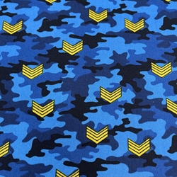 TISSU COTON IMPRIME CAMOUFLAGE ARMEE BLEU OEKOTEX