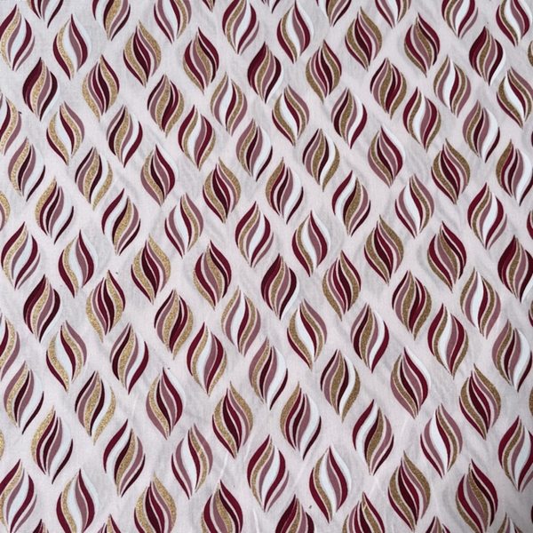 TISSU COTON FLAMME DE NOEL ROSE