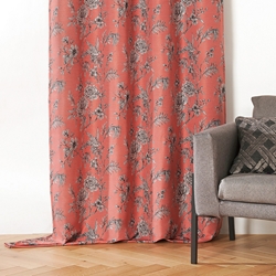 TISSU JACQUARD CHERRY OISEAU CORAIL