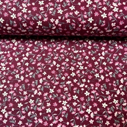 TISSU COTON EGLANTINE FOND BORDEAUX