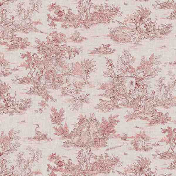 TISSU COTON TOILE DE JOUY ROUGE