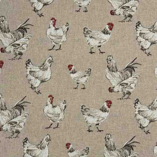 TISSU MFTA TOILE ASPECT LIN BIANCA POULE ET COQ 