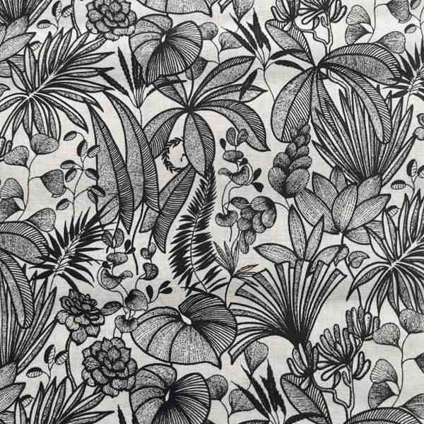 TISSU MFTA COTON JAVA BLANC NOIR
