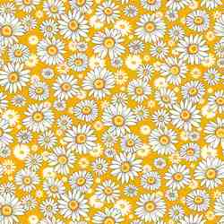 TISSU COTON FLEUR PAQUERETTE JAUNE