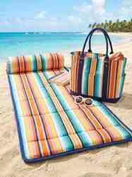 TISSU COTON RAYURE CANCUN ORANGE TURQUOISE