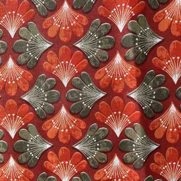 TISSU MFTA COTON ENDUIT FEUILLE AMANDA ORANGE KAKI